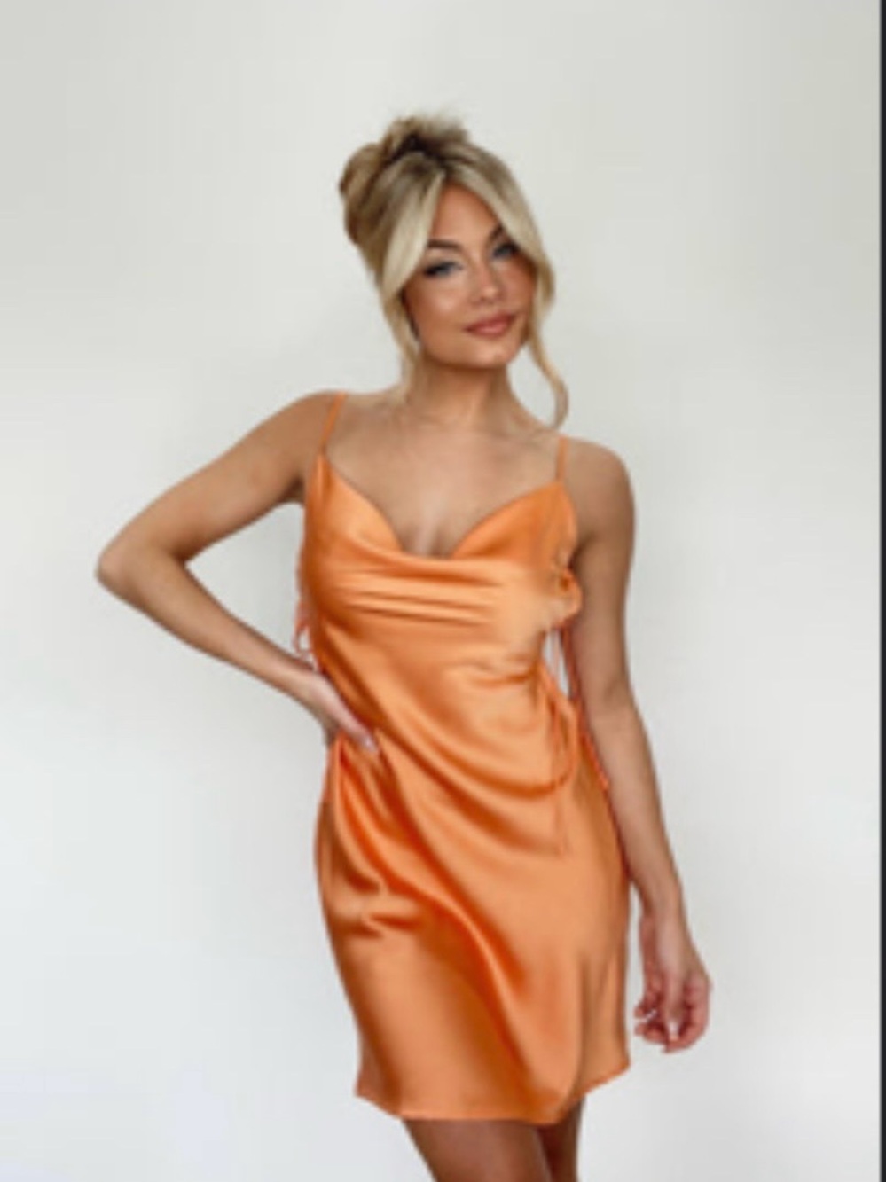 Lane 201 Orange Cowl Neck Slip Dress